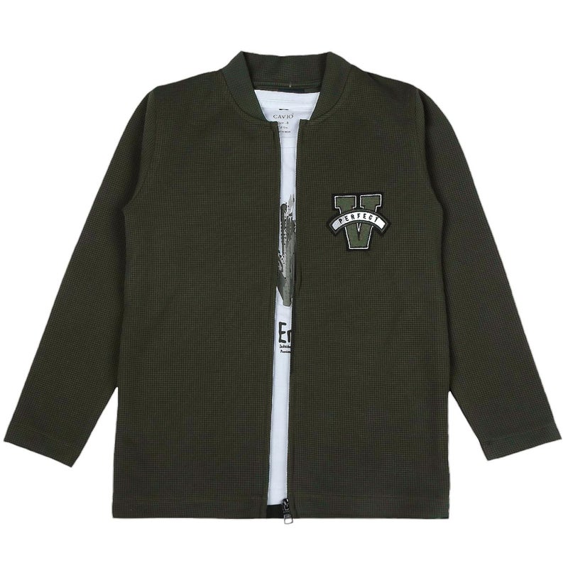 CAVIO Boys Cotton Blend Full Sleeves Zipper Jacket - Image 1